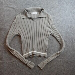 Gimaguas Sweater Womens Small Taupe Nile Jumper Polo Ribbed Knit